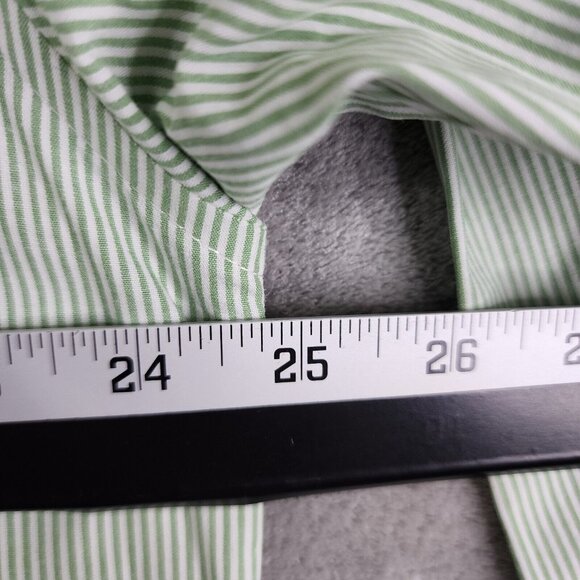 Mens Izod Shirt White & Green Striped Long Sleeve Button Down Size Large - Picture 10 of 12